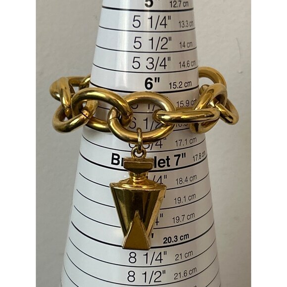 Guerlain Paris Chunky Chain Bracelet W Perfume Bottle Charm Made in France Heavy - Picture 8 of 10